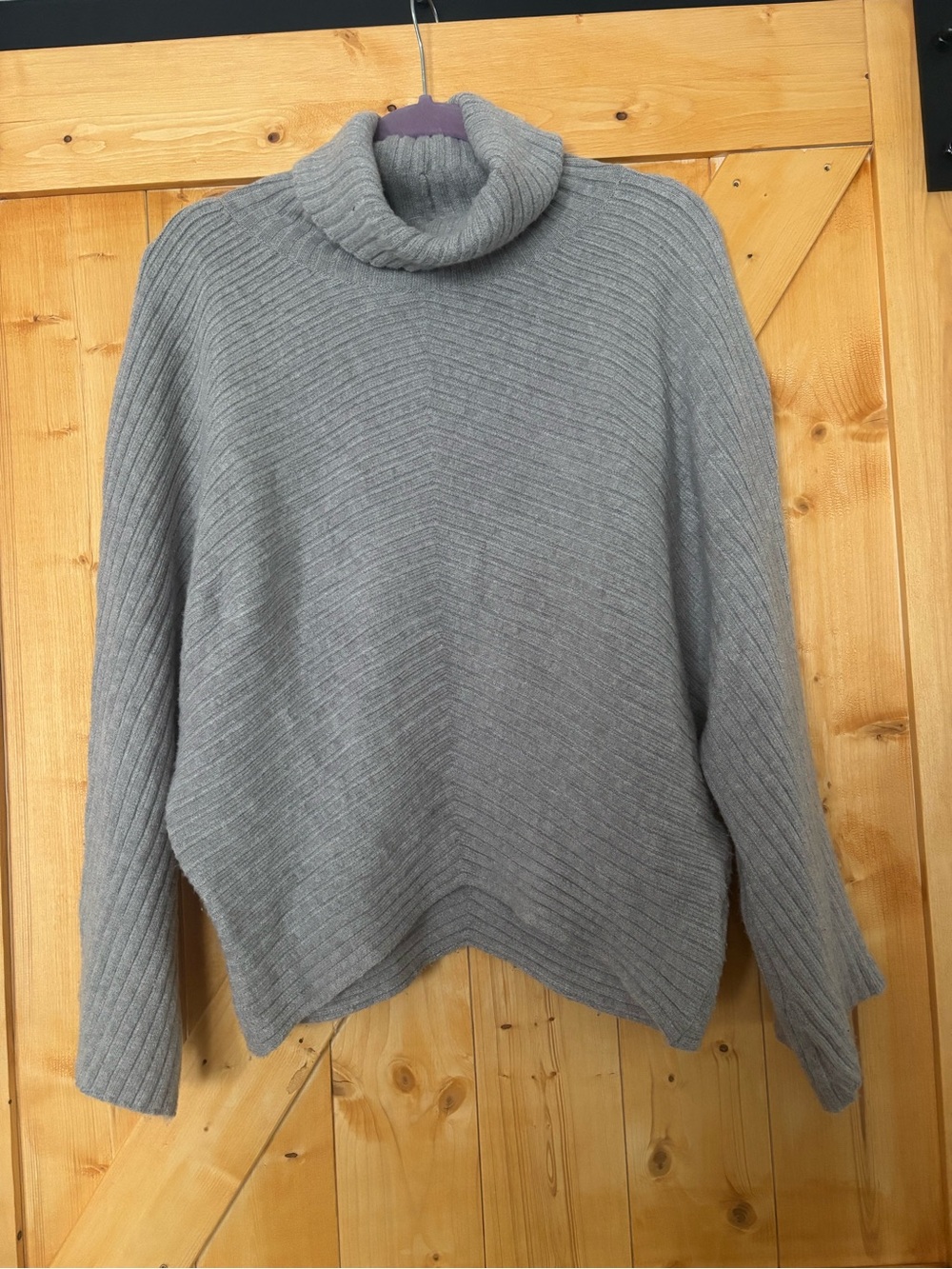 MOTH Anthropologie Grey Ribbed Chevron Cowl Neck Oversized Sweater Size M